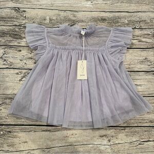 NWT Anthropologie Joie Lavender Tulle Flutter Sleeve Blouse Size Medium